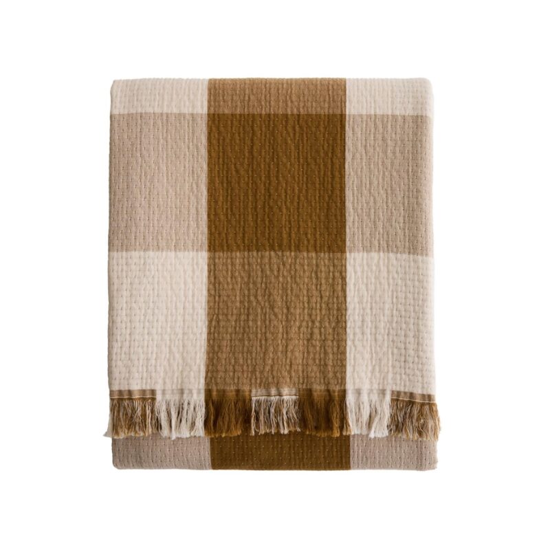 Organic-Cotton-Throw-IvoryOchre-XF401-57325 Custom Organic Cotton Throw